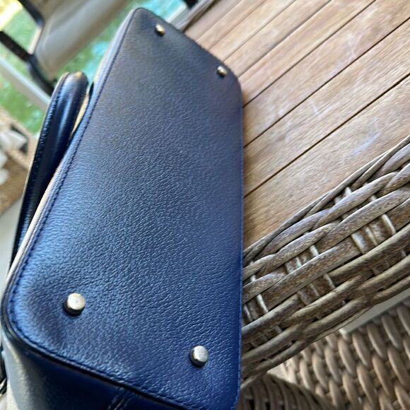 Kate Spade Wellesley Rachelle Two-Tone Leather Satchel, Pebble / French Navy - Picture 9 of 9